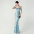 Graceful Sequin Embellished Mesh Mermaid Maxi Dress